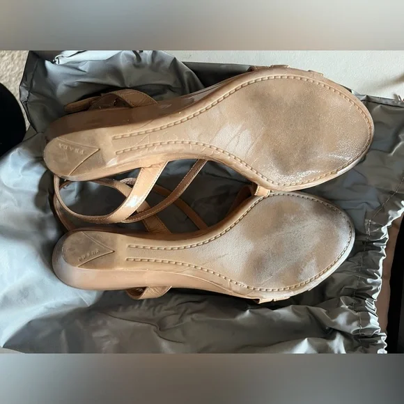 Prada Women's Tan Strappy Wedges - Picture 7 of 7